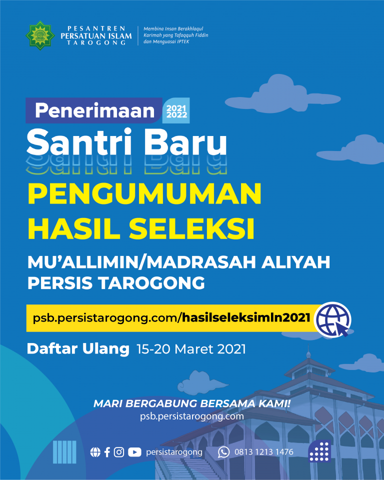 Hasil Seleksi Santri Baru Mu’allimin/MA 2021/2022