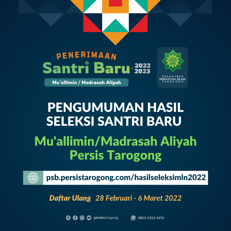 Hasil Seleksi Santri Baru Mu’allimin/MA 2022-2023